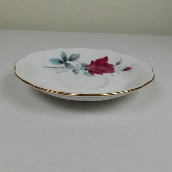 Royal Albert Sweet Romance Saucer ONLY Bone China Red Rose Gold Rim Replacement - Picture 3 of 7